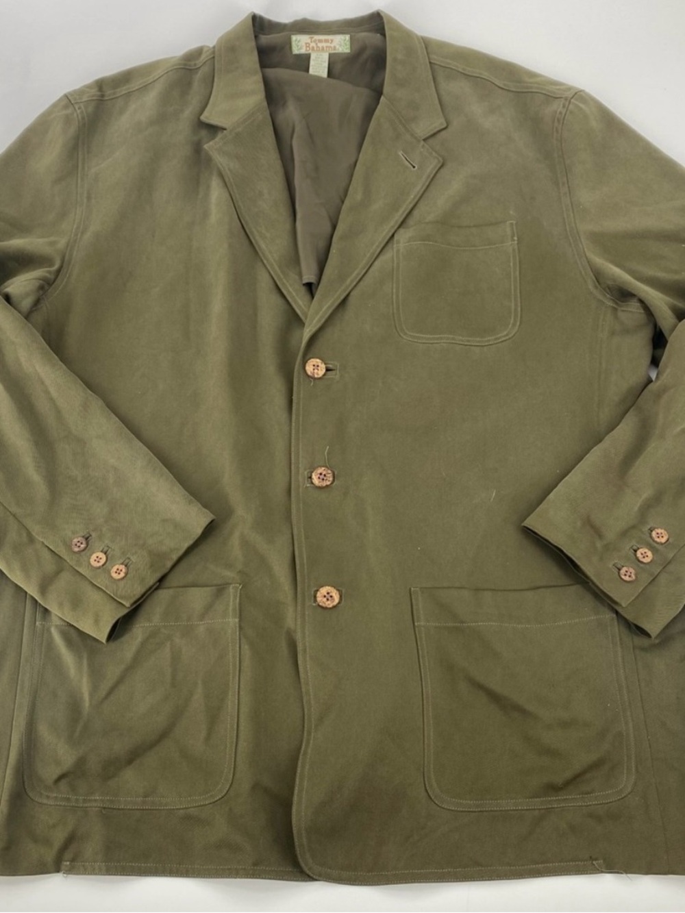 Tommy Bahama 100% Silk Olive Green Safari Blazer Jacket XXL